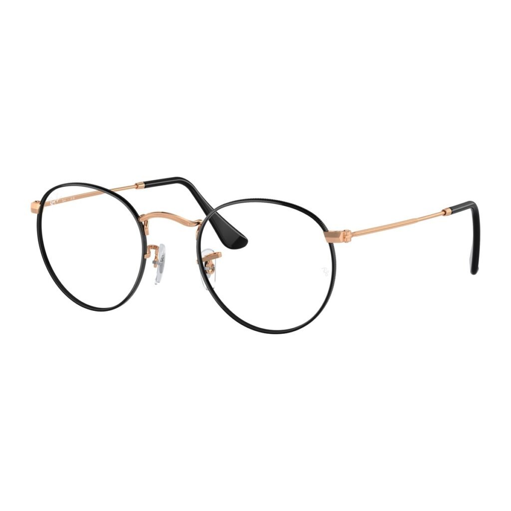 Ray-Ban Round Metal RX3447V - 3173 - Black On Rose Gold